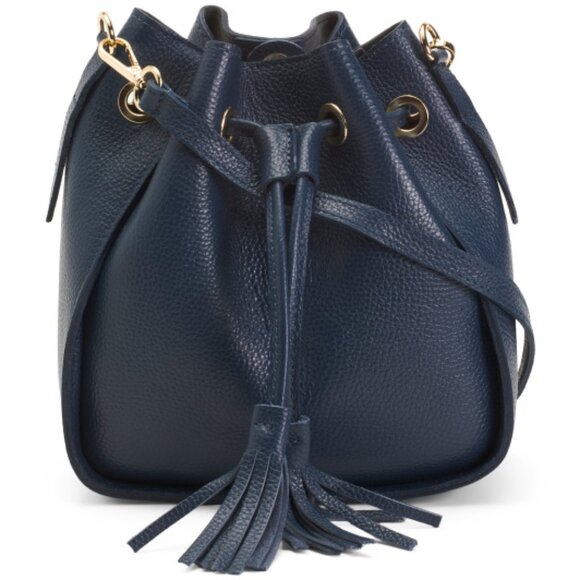 CHEVAL Made In Italy Leather Bucket Hobo With Tassels - Picture 1 of 3